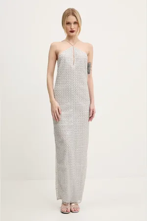 ROTATE Sukienka kolor maxi dopasowana 113713800