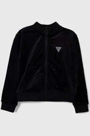 Guess Bluza welurowe dziecięce kolor gładka