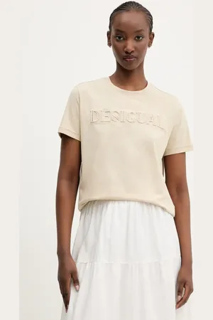 Desigual T-shirt bawełniany BRANDY damski kolor 25SWTK17