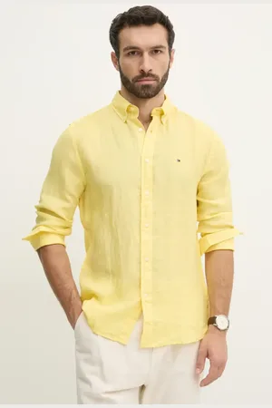 Tommy Hilfiger Koszula lniana kolor regular z kołnierzykiem button-down MW0MW34602