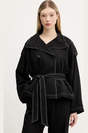 HUGO BOSS Płaszcz z domieszką lnu damski kolor przejściowy oversize 50536642