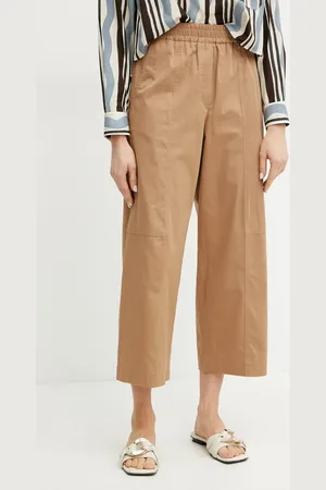 Max Mara Spodnie bawełniane damskie kolor proste high waist 2515131092600
