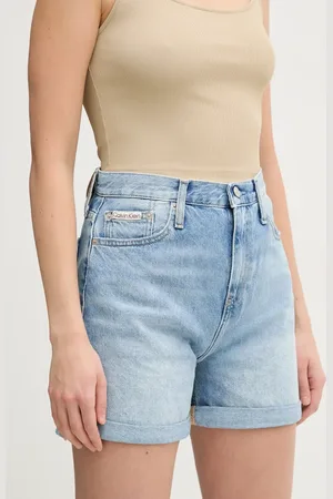 Calvin Klein Szorty jeansowe damskie kolor gładkie high waist J20J225152