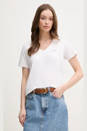 Pepe Jeans T-shirt bawełniany MACY V-NECK damski kolor PL506051
