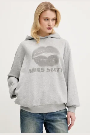 Miss Sixty Bluza bawełniana damska kolor z kapturem z nadrukiem 6S1TJ59900