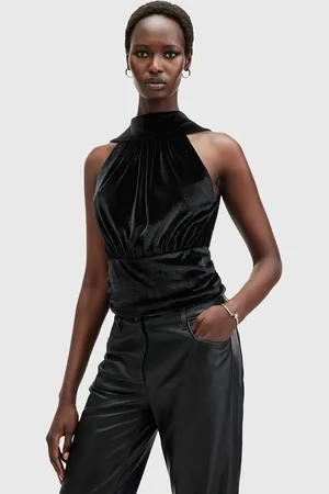 AllSaints Bluzka welurowa BELLATRIX kolor gładka W119PB