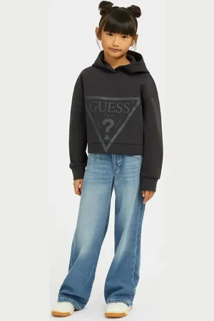 Guess Bluza dziecięca kolor z kapturem z nadrukiem