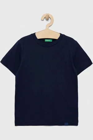 Benetton T-shirt bawełniany dziecięcy kolor gładki