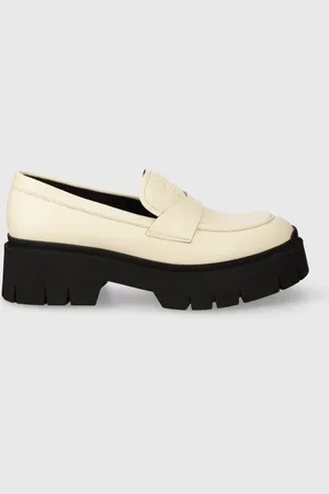 HUGO BOSS Mokasyny skórzane Kris damskie kolor na platformie 50513481