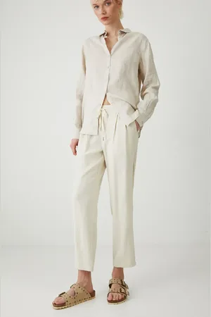 MEDICINE Spodnie lniane damskie kolor fason chinos medium waist