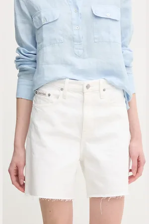 Calvin Klein Szorty jeansowe damskie kolor gładkie high waist J20J225201