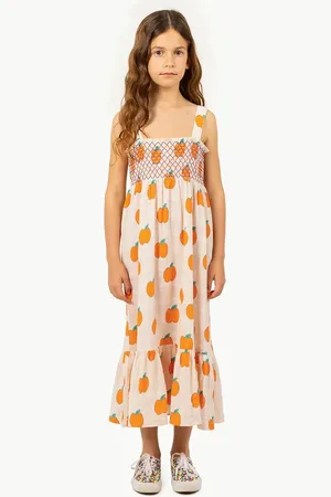 Tiny Cottons Sukienka bawełniana dziecięca APPLES DRESS kolor midi prosta SS25-162