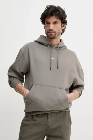 HUGO BOSS Bluza bawełniana męska kolor z kapturem z nadrukiem