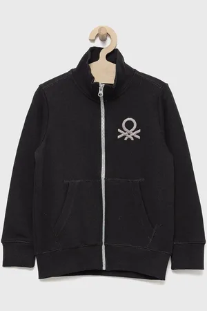Benetton Bluza bawełniana dziecięca kolor gładka
