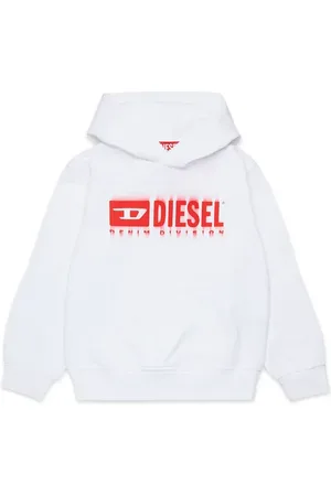 Diesel Bluza bawełniana dziecięca SGINNHOODL5 OVER SWEAT-SHIRT kolor z kapturem z nadrukiem J02042