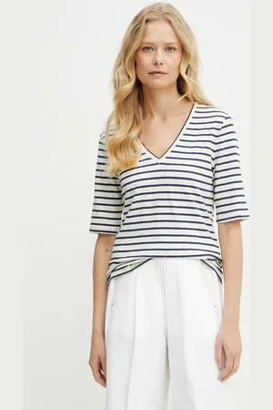 Max Mara T-shirt lniany damski kolor 2515941012600