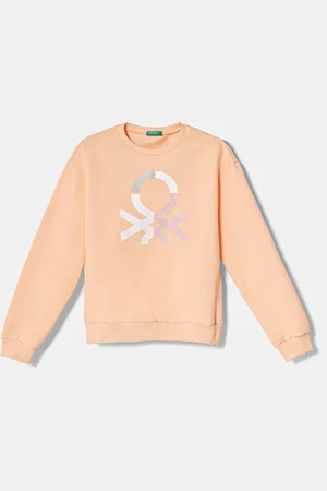 Benetton Bluza bawełniana dziecięca kolor z nadrukiem 3J68C10MX
