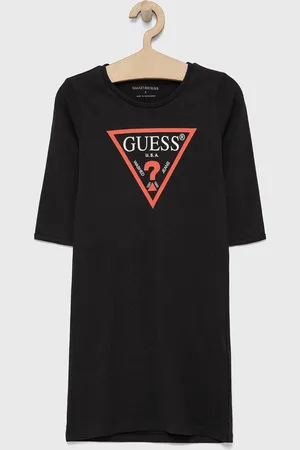 Guess Sukienka bawełniana dziecięca kolor mini prosta