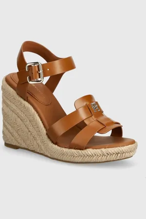 Tommy Hilfiger Sandały skórzane ESPADRILLE HIGH WEDGE LEATHER kolor FW0FW07925