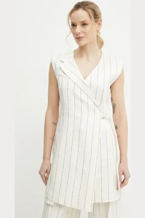 HUGO BOSS Sukienka lniana kolor mini rozkloszowana 50537459