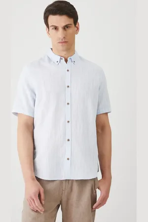 MEDICINE Koszula lniana kolor regular z kołnierzykiem button-down
