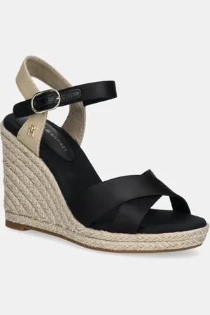 Tommy Hilfiger Sandały SATIN HIGH WEDGE ESPADRILLE kolor FW0FW08602