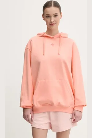 adidas Bluza bawełniana Essential damska kolor z kapturem gładka JJ3499