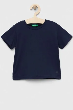 Benetton T-shirt bawełniany dziecięcy kolor gładki