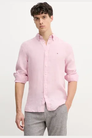 Tommy Hilfiger Koszula lniana kolor regular z kołnierzykiem button-down MW0MW34602