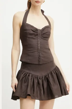 Bardot Spódnica lniana AMORETTE kolor mini rozkloszowana 59864SB2