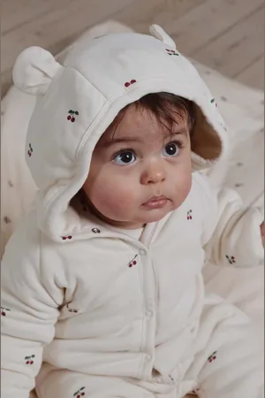 Konges Sløjd Rampers bawełniany niemowlęcy NEWBORN ONESIE WITH HOOD