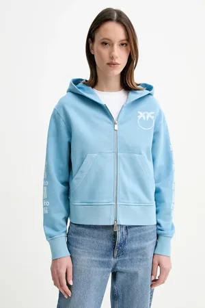 Pinko Bluza bawełniana damska kolor z kapturem z nadrukiem 104622 A2CV