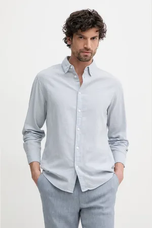 Pepe Jeans Koszula lniana ARNAU męska kolor regular z kołnierzykiem klasycznym PM308844