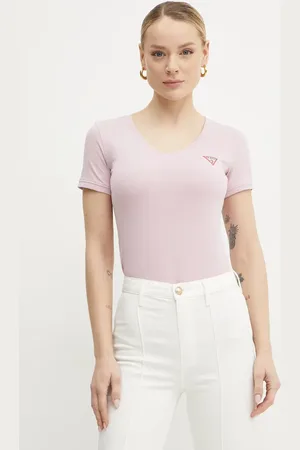 Guess T-shirt damski kolor fioletowy