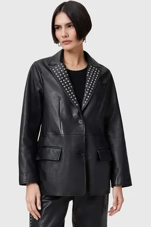 AllSaints Marynarka skórzana CORINNA kolor jednorzędowa W037LC