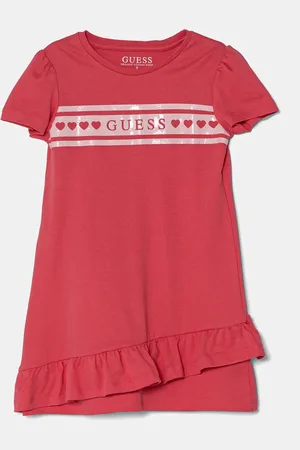 Guess Sukienka bawełniana dziecięca kolor midi prosta K5RK04 KA6W4