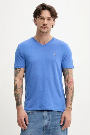 Tommy Hilfiger T-shirt męski kolor niebieski gładki DM0DM20364