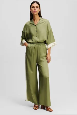 Karl Lagerfeld Spodnie damskie kolor szerokie high waist A2W10118