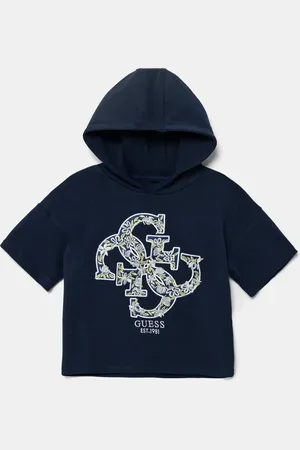 Guess Bluza bawełniana dziecięca kolor z kapturem z aplikacją J5GQ02 KA6R4