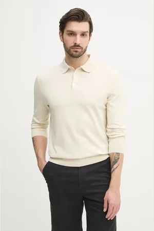 HUGO BOSS Sweter bawełniany kolor biały lekki 50506025