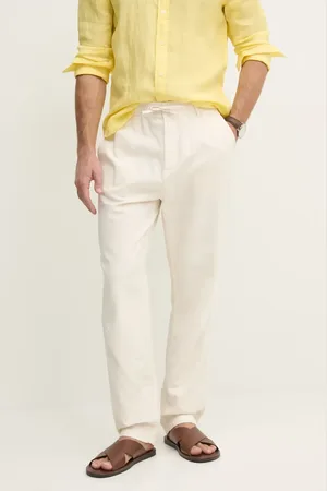 Pepe Jeans Spodnie z domieszką lnu LINEN PULL ON PANTS męskie kolor w fasonie chinos PM211872