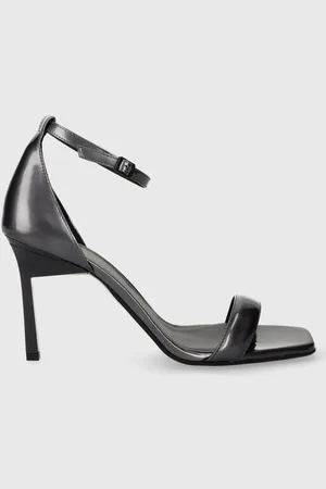 Calvin Klein Sandały skórzane GEO STIL SQUARE SANDAL 90-PEARL kolor HW0HW01993