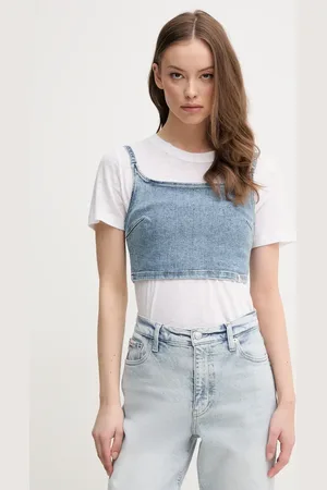 Calvin Klein Top jeansowy damska kolor gładka J20J225515