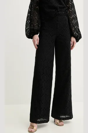 Twin-Set Spodnie bawełniane damskie kolor dzwony high waist 251TP2409