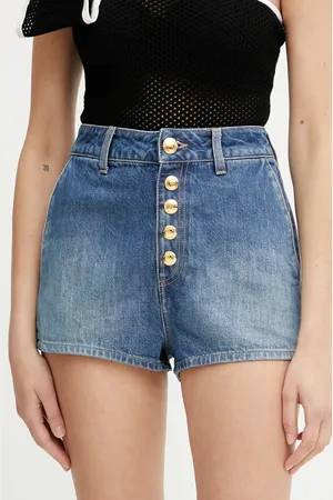 Elisabetta Franchi Szorty jeansowe damskie kolor gładkie high waist HJ35I51E2