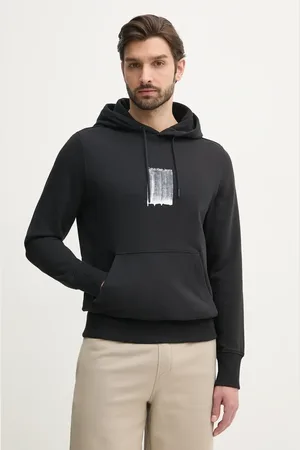 Calvin Klein Bluza bawełniana męska kolor z kapturem z nadrukiem J30J327525