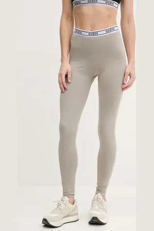 Guess Legginsy ALINE damskie kolor brązowy z nadrukiem V5GB04 KCSA2