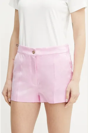 Pinko Szorty z domieszką lnu damskie kolor gładkie high waist 104807 A2BP