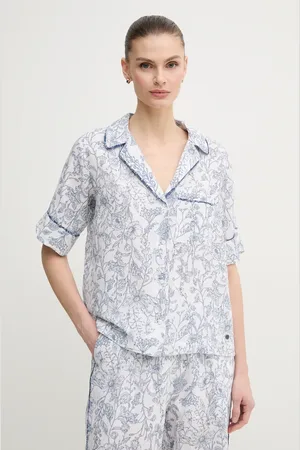 Pepe Jeans Koszula lniana DORIS damska kolor regular z kołnierzykiem klasycznym PL305025