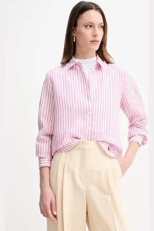 Max Mara Koszula lniana damska kolor multicolor regular z kołnierzykiem klasycznym 2515111052600